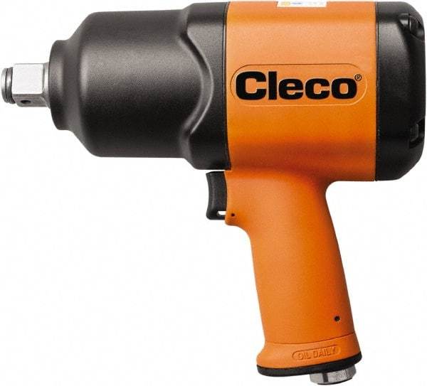 Cleco - 3/4" Drive, 5,500 RPM, 1,300 Ft/Lb Torque Impact Wrench - Pistol Grip Handle, 1,000 IPM, 64 CFM, 90 psi, 1/4" NPT Inlet - Makers Industrial Supply