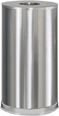 Rubbermaid - 15 Gal Silver Round Decorative Waste Receptacle With Top - Steel, 28" High - Makers Industrial Supply