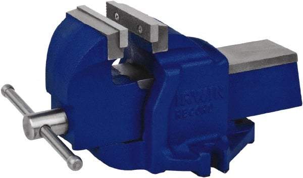 Irwin - 4-1/2" Jaw Width, 5-1/2" Opening Capacity, 3" Throat Depth, Steel Stationary Bench Vise - Bolt Down Base Attachment - Makers Industrial Supply