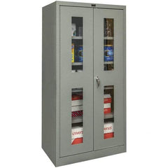 Hallowell - 4 Shelf Locking Storage Cabinet - Steel, 48" Wide x 18" Deep x 72" High, Gray - Makers Industrial Supply