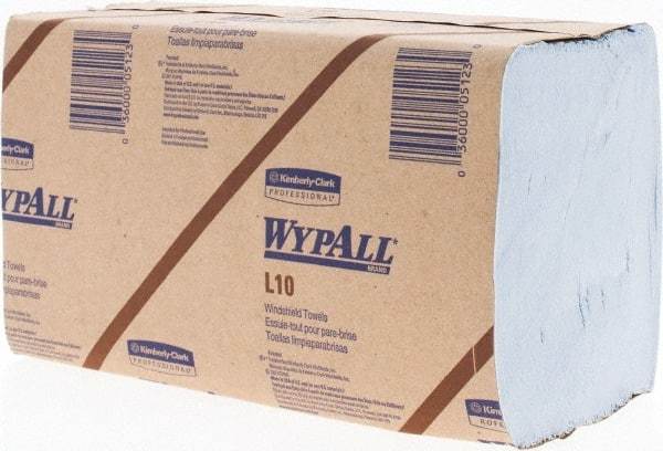 WypAll - L10 Dry Glass & Lens Wipes - 9" x 10-1/4" Sheet Size, Blue - Makers Industrial Supply