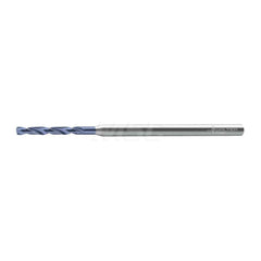 Micro Drill Bit: 0.1043″ Dia, 140 °, Solid Carbide AlTiN Finish, RH Cut, Spiral Flute, Straight-Cylindrical Shank, Series A3389AML