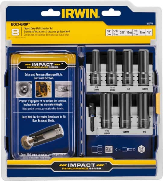 Irwin - 8 Piece Bolt Extractor Set - Plastic Case - Makers Industrial Supply