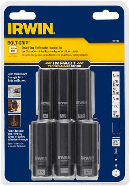 Irwin - 6 Piece Bolt Extractor Set - Magnetic Rail - Makers Industrial Supply