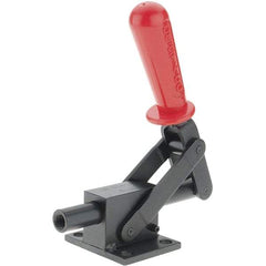 De-Sta-Co - 4,599.59 Lb Load Capacity, Flanged Base, Carbon Steel, Standard Straight Line Action Clamp - 4 Mounting Holes, 0.41" Mounting Hole Diam, 3/4" Plunger Diam, Straight Handle - Makers Industrial Supply