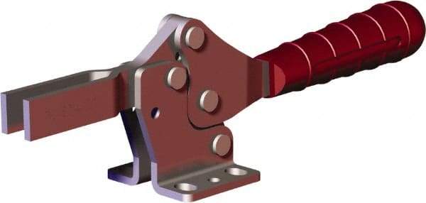 De-Sta-Co - 499 Lb Holding Capacity, Horizontal Handle, Manual Hold Down Toggle Clamp - 56° Handle Movement, 91° Bar Opening, U-Bar, Flanged Base, Carbon Steel - Makers Industrial Supply