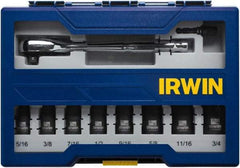 Irwin - 10 Piece 3/8" Drive Deep Well Impact Socket Set - 6 Points, 5/16" to 3/4" Range, Inch Measurement Standard - Makers Industrial Supply