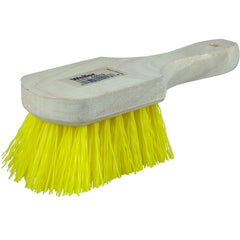 8″ Utility Scrub Brush, Yellow Polypropylene Fill, Short Handle, Wood Block - Makers Industrial Supply