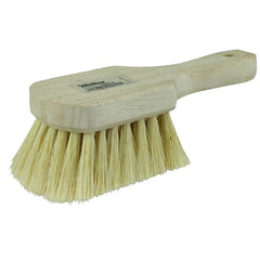 8″ Utility Scrub Brush, White Tampico Fill, Short Handle, Wood Block - Makers Industrial Supply