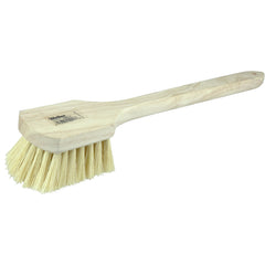 20″ Utility Scrub Brush, White Tampico Fill, Long Handle, Wood Block - Makers Industrial Supply