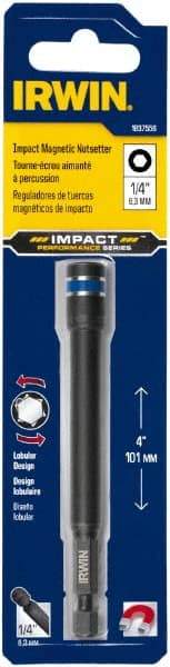 Irwin - 1/4" Magnetic Nutsetter - 1/4" Hex Drive, 4" OAL, 7/16" Socket Nose Diam - Makers Industrial Supply