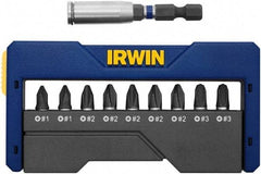 Irwin - 10 Piece, 1/4" Drive Screwdriver Insert Hex Bit Set - #1, #2 & #3 Phillips - Makers Industrial Supply