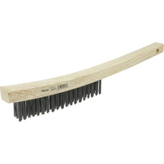 Hand Wire Scratch Brush, .012 Steel Fill, Curved Handle, 3 × 19 Rows - Makers Industrial Supply