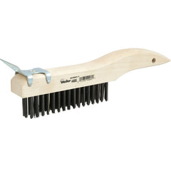 Hand Wire Scratch Brush w/Scraper, .012 Steel Fill, Shoe Handle, 4 × 16 Rows - Makers Industrial Supply