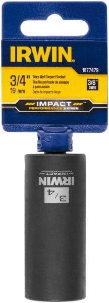 Irwin - 3/8" Drive 3/4" Deep Thin Wall Impact Socket - 6 Points, 2-1/2" OAL - Makers Industrial Supply