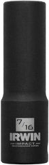 Irwin - 3/8" Drive 7/16" Deep Thin Wall Impact Socket - 6 Points, 2-1/2" OAL - Makers Industrial Supply