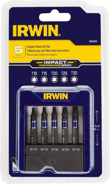 Irwin - 5 Piece, Torx Handle, Power Bit Set - Makers Industrial Supply