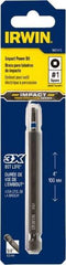 Irwin - #1" Square Size Square Recess Bit - 1/4" Hex Drive, 4" OAL - Makers Industrial Supply