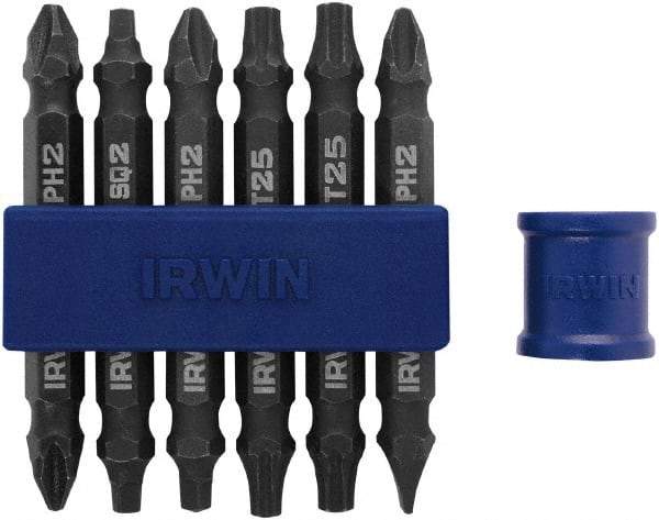 Irwin - 7 Piece, Slotted, Phillips, Torx, Square Handle, Double End Bit Set - #2 - Makers Industrial Supply