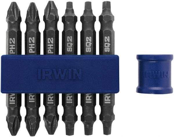 Irwin - 7 Piece, Phillips, Square Handle, Double End Bit Set - No. 2 Phillips - Makers Industrial Supply