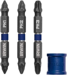 Irwin - 4 Piece, Phillips Handle, Double End Bit Set - No. 1 to No. 3 Phillips - Makers Industrial Supply