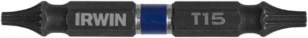 Irwin - T10 x T15 D/E Torx Screwdriver Bit - 1/4" Hex Drive, 2-3/8" OAL - Makers Industrial Supply