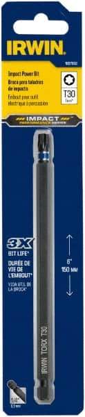 Irwin - T30 Torx Bit - 1/4" Hex Drive, 6" OAL - Makers Industrial Supply