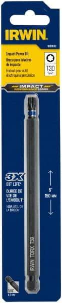 Irwin - T30 Torx Bit - 1/4" Hex Drive, 6" OAL - Makers Industrial Supply