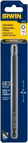 Irwin - T15 Torx Bit - 1/4" Hex Drive, 6" OAL - Makers Industrial Supply