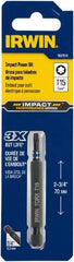 Irwin - T15 Torx Bit - 1/4" Hex Drive, 2-3/4" OAL - Makers Industrial Supply