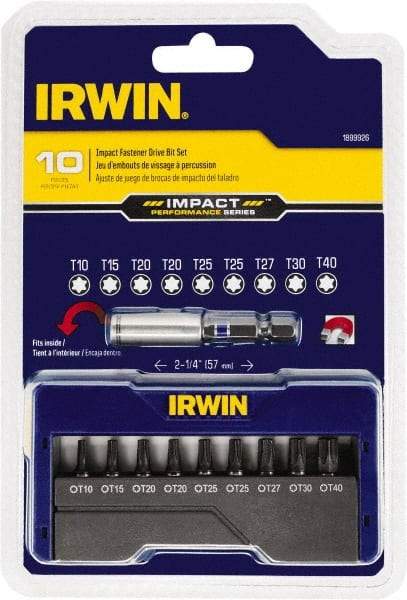 Irwin - 10 Piece, Screwdriver Insert Bit Set - T10 to T40 Torx - Makers Industrial Supply