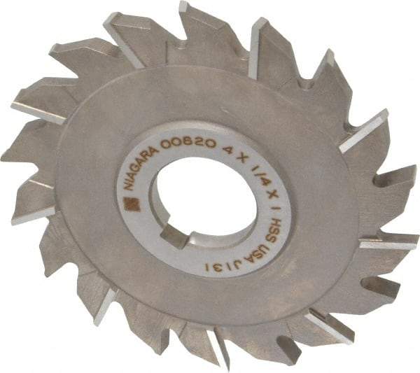 Keo - 4" Diam x 1/4" Width of Cut, 18 Teeth, High Speed Steel Side Milling Cutter - Staggered Teeth, Uncoated - Makers Industrial Supply