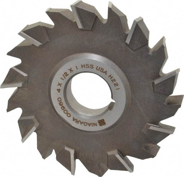 Keo - 4" Diam x 1/2" Width of Cut, 18 Teeth, High Speed Steel Side Milling Cutter - Staggered Teeth, Uncoated - Makers Industrial Supply