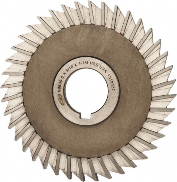 Keo - 5" Blade Diam x 3/16" Blade Thickness, 1-1/4" Hole, 40 Teeth, High Speed Steel Side Chip Saw - Straight Tooth, Arbor Connection, Right Hand Cut, Uncoated, with Keyway - Makers Industrial Supply