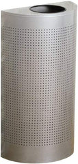 Rubbermaid - 12 Gal Silver Half-Round Decorative Waste Receptacle With Top - Steel, 32" High x 18" Wide - Makers Industrial Supply