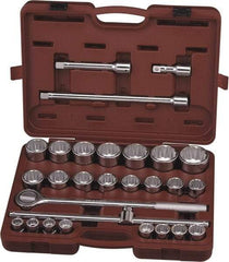 Paramount - 28 Piece 3/4" Drive Chrome Finish Socket Set - 12 Points, 3/4" to 1-11/16" Range, Inch Measurement Standard - Makers Industrial Supply