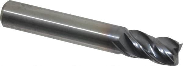 Kennametal - 5/16", 1/2" LOC, 5/16" Shank Diam, 2" OAL, 4 Flute, Solid Carbide Square End Mill - Single End, AlTiN Finish, Spiral Flute, 38° Helix, Centercutting, Right Hand Cut, Right Hand Flute, Series HPHV - Makers Industrial Supply