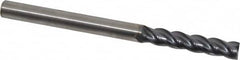 Kennametal - 1/4", 1-1/4" LOC, 1/4" Shank Diam, 3-1/4" OAL, 4 Flute, Solid Carbide Square End Mill - Single End, AlTiN Finish, Spiral Flute, 38° Helix, Centercutting, Right Hand Cut, Right Hand Flute, Series HPHV - Makers Industrial Supply