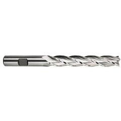 7/8 Dia. x 7-1/4 Overall Length 4-Flute Square End High Speed Steel SE End Mill-Round Shank-Center Cutting -TiN - Makers Industrial Supply