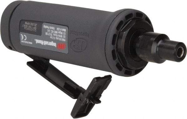 Ingersoll-Rand - 1/4" Collet, Straight Handle, Angle Air Die Grinder - 20,000 RPM, Dual Capable Exhaust, 19 CFM, 0.4 hp, 1/4 NPT - Makers Industrial Supply