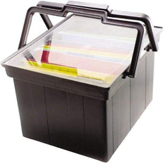 ADVANTUS - 1 Compartment, 17 Inch Wide x 14 Inch Deep x 10-7/8 Inch High, Portable File Box - Plastic, Black - Makers Industrial Supply