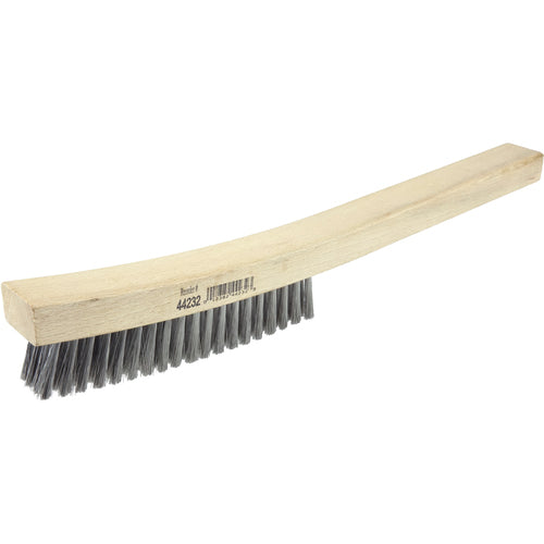 Plater's Brush, Stainless Steel Fill, 4 × 19 Rows, Curved Handle - Makers Industrial Supply