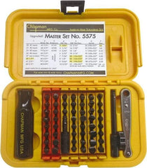 Chapman - 56 Piece, Screwdriver 1/4" Bit Ratchet Bit Set - #1 to #4 Phillips, 0.05 to 5/16" Hex, T6 to T30 Torx - Makers Industrial Supply