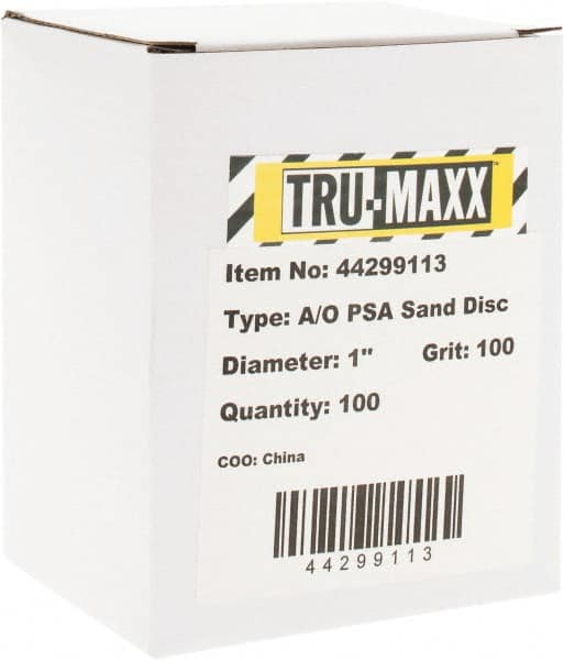 Tru-Maxx - 1" Diam, 100 Grit Aluminum Oxide Adhesive PSA Disc - Fine Grade, X Weighted Cloth Backing, For Right Angle/Vertical Shaft Portable Grinders - Makers Industrial Supply