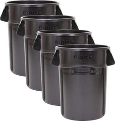 Rubbermaid - 44 Gal Gray Round (4) 44 Gal Brute Utility Containers - Polyethylene, 31-1/2" High - Makers Industrial Supply