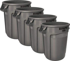 Rubbermaid - 32 Gal Gray Round (4) 32 Gal Brute Containers - Polyethylene, 27.77" High - Makers Industrial Supply