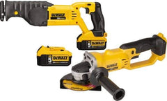 DeWALT - 20 Volt Cordless Tool Combination Kit - Includes Reciprocating Saw & 4-1/2" Cut-Off Grinder, Lithium-Ion Battery Included - Makers Industrial Supply