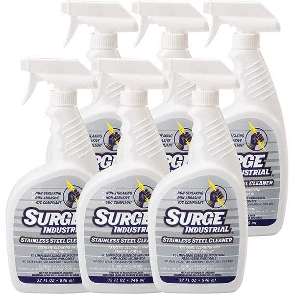 Surge Industrial - 32 fl oz Liquid Stainless Steel Cleaner - Unscented, Spray Bottle Container - Makers Industrial Supply