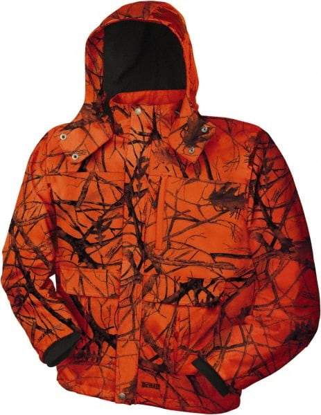 DeWALT - Size S Heated & Cold Weather Jacket - Camo Blaze, Polyester, Zipper Closure, 42" Chest - Makers Industrial Supply