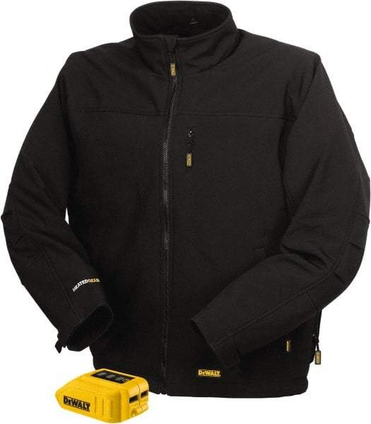 DeWALT - Size M Heated & Cold Weather Jacket - Black, Polyester, Zipper Closure, 46" Chest - Makers Industrial Supply